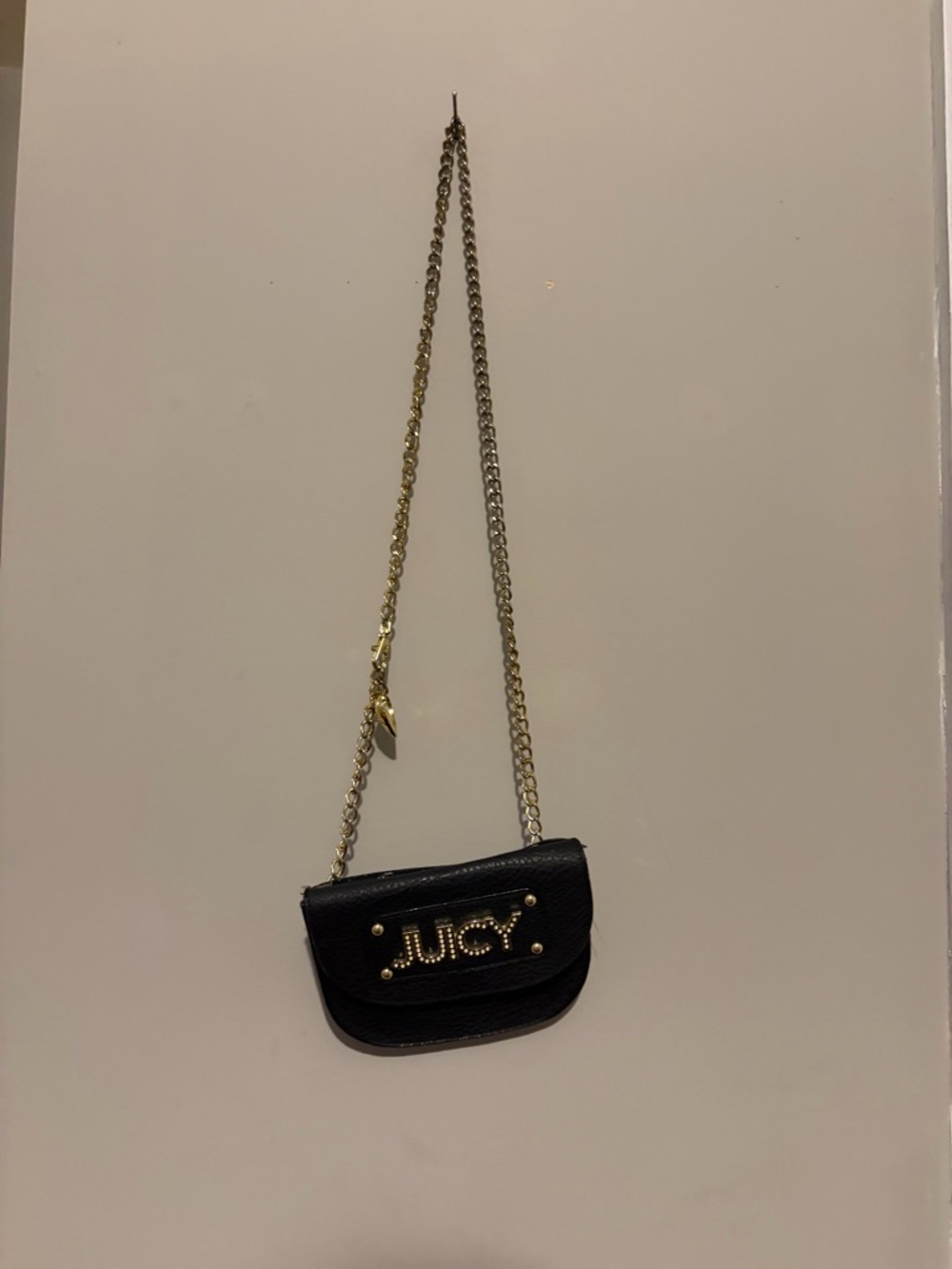 Juicy Couture Black Crossbody Bag with Gold Chain and Logo Studs